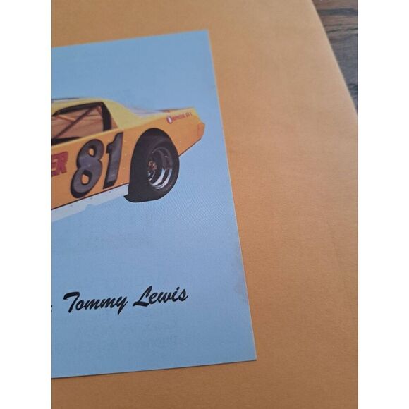 VINTAGE TOMMY LEWIS RACING 81 JASPER ENGINES PONTIAC NASCAR DRIVER CARD 6x9 RARE - Picture 3 of 6